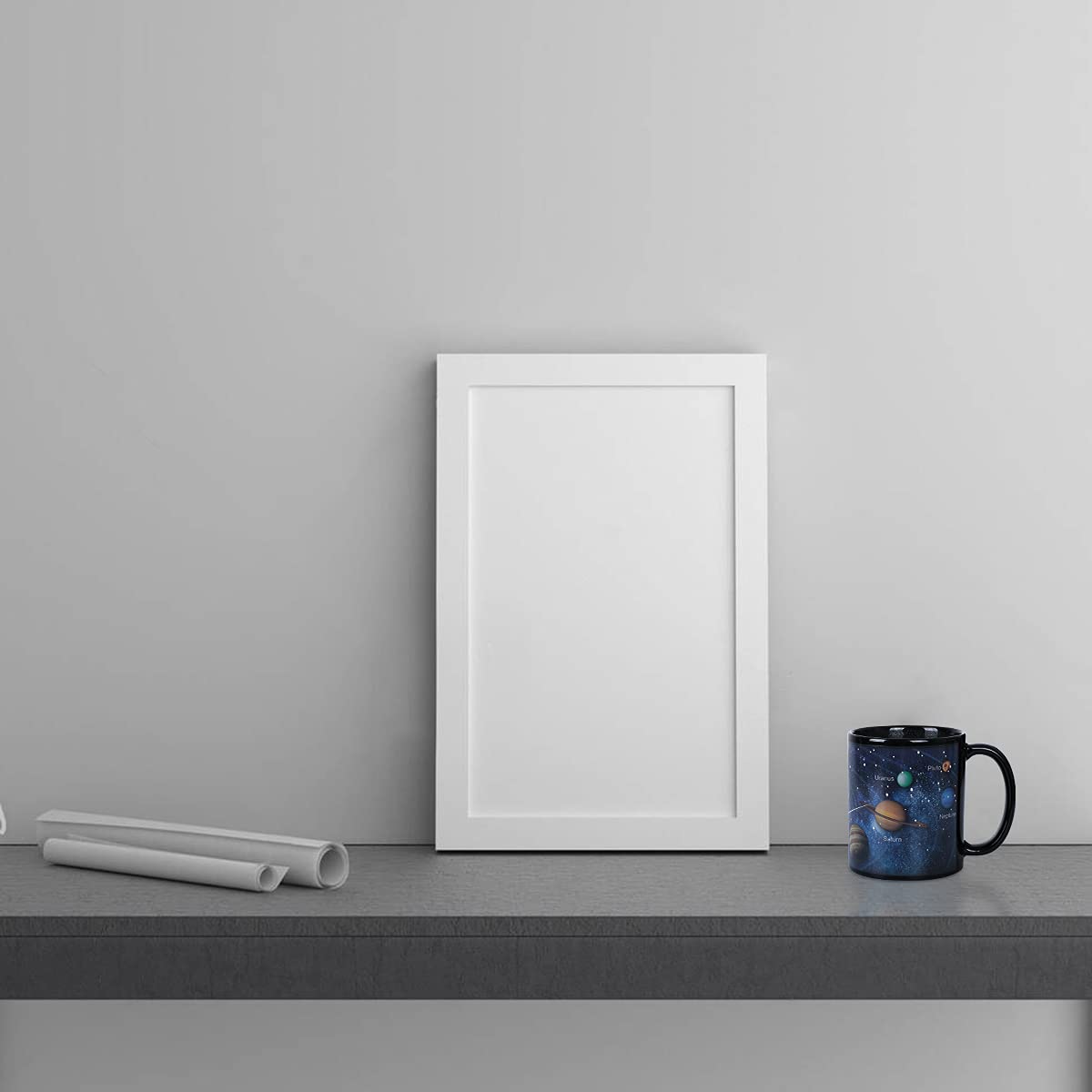 Kmiles solar-system design mug highlighting celestial imagery once warmed.