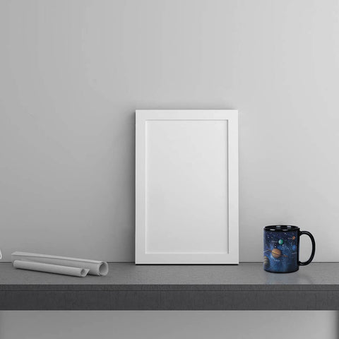 Kmiles solar-system design mug highlighting celestial imagery once warmed.