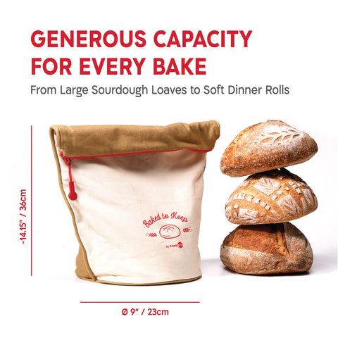 KNEADACE bread bag with food-safe TPU lining protects moisture and odors