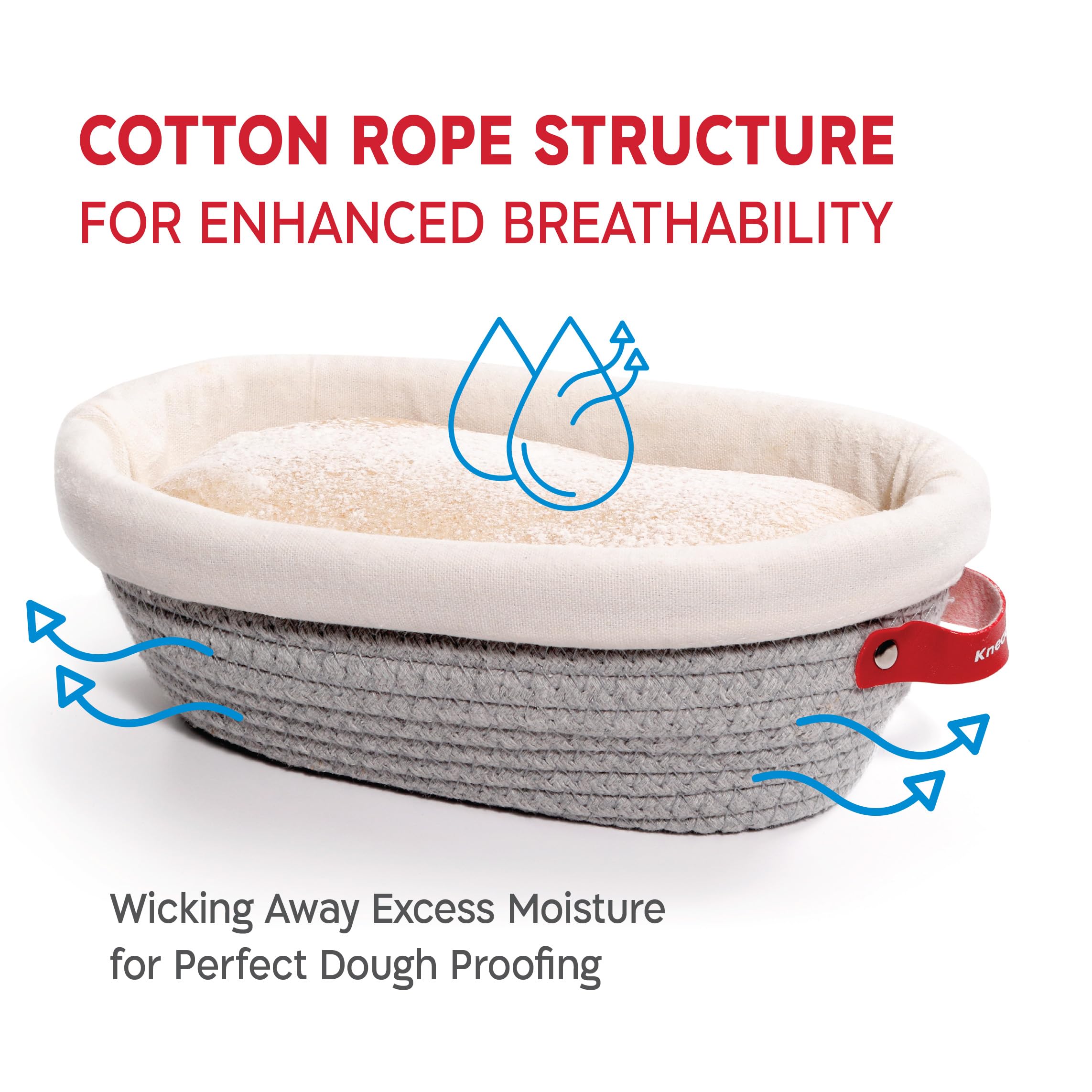 KNEADACE cotton liner for banneton promotes breathable moisture control during proofing.