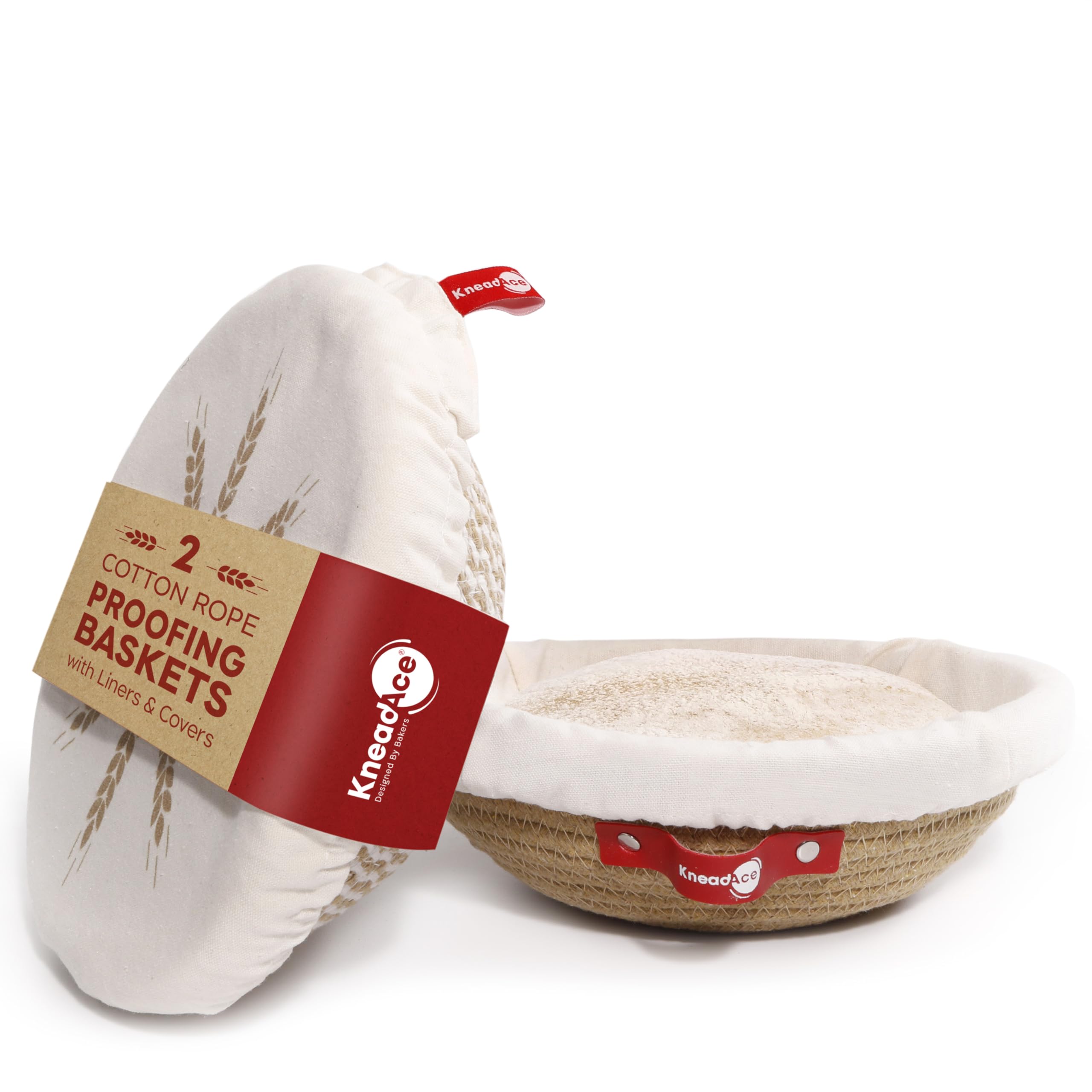 KNEADACE cotton rope banneton round basket for proofing dough with breathable design