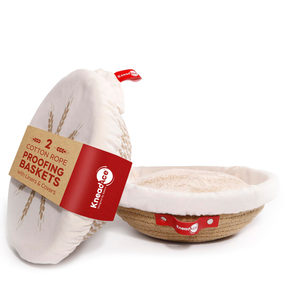 KNEADACE cotton rope banneton round basket for proofing dough with breathable design