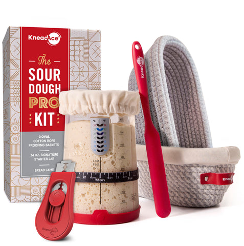 KneadAce Sourdough Starter Jar enables easy maintenance and feeding-day tracking.