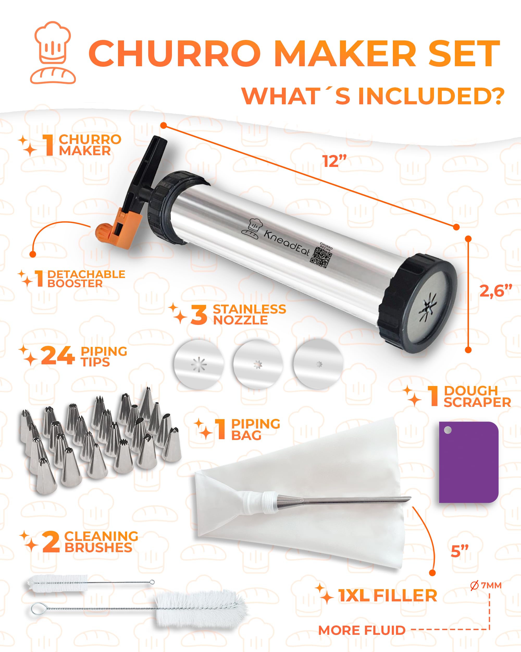 KneadEat churrera and churro-filler enabling precise fillings