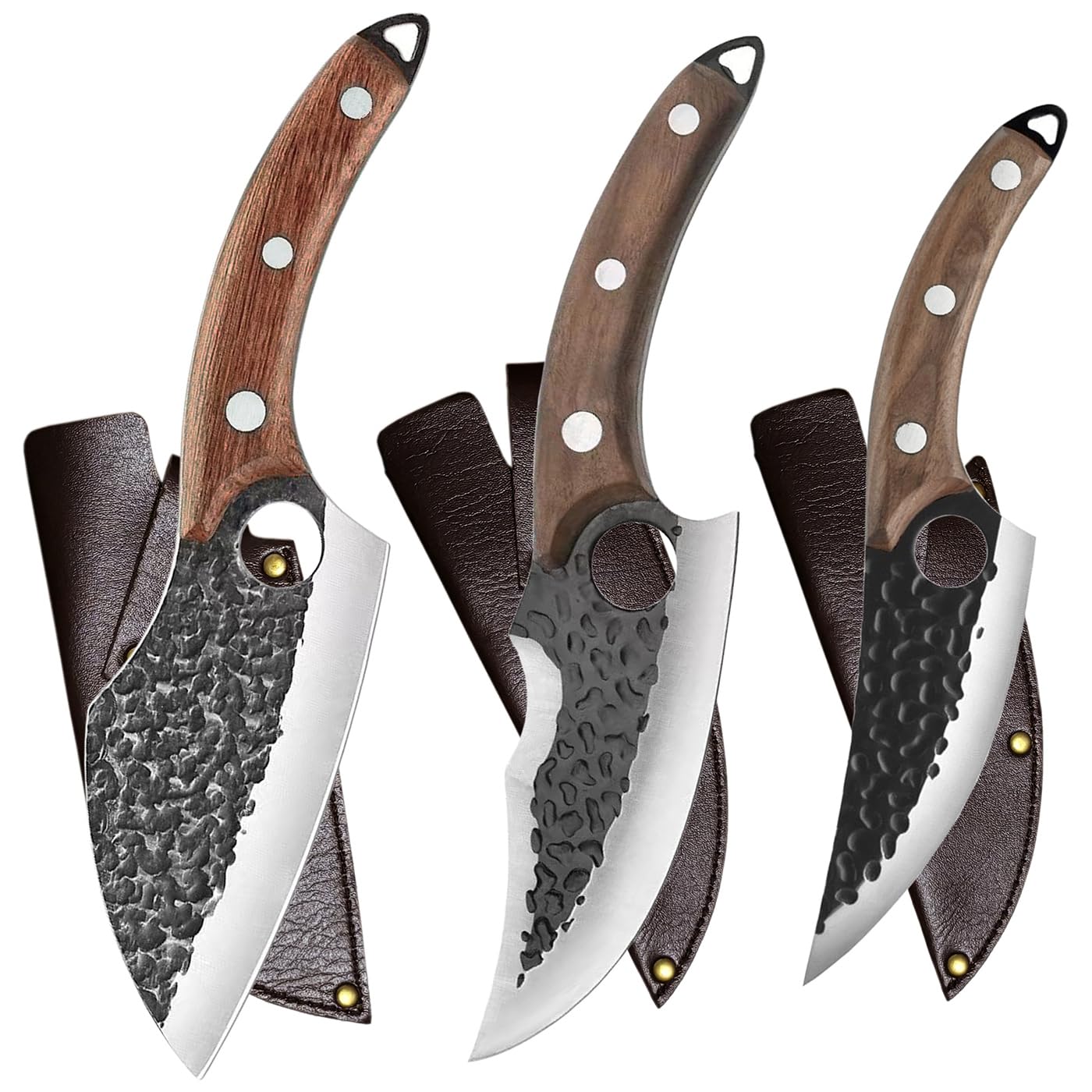 KNIFAST handmade forged kitchen knife set with 3 pieces designed for precise preparation