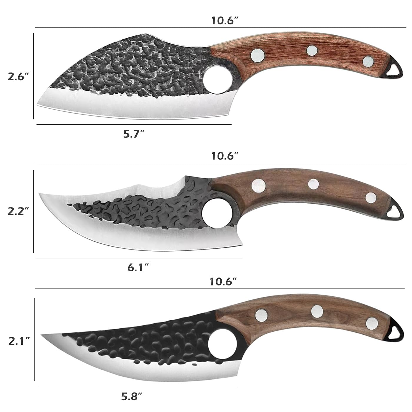 KNIFAST professional chef knives with full tang wooden handles for balanced control