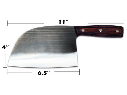 KNIFAST Serbian chef knife full-tang handle view emphasizes ergonomic grip for precise slicing.