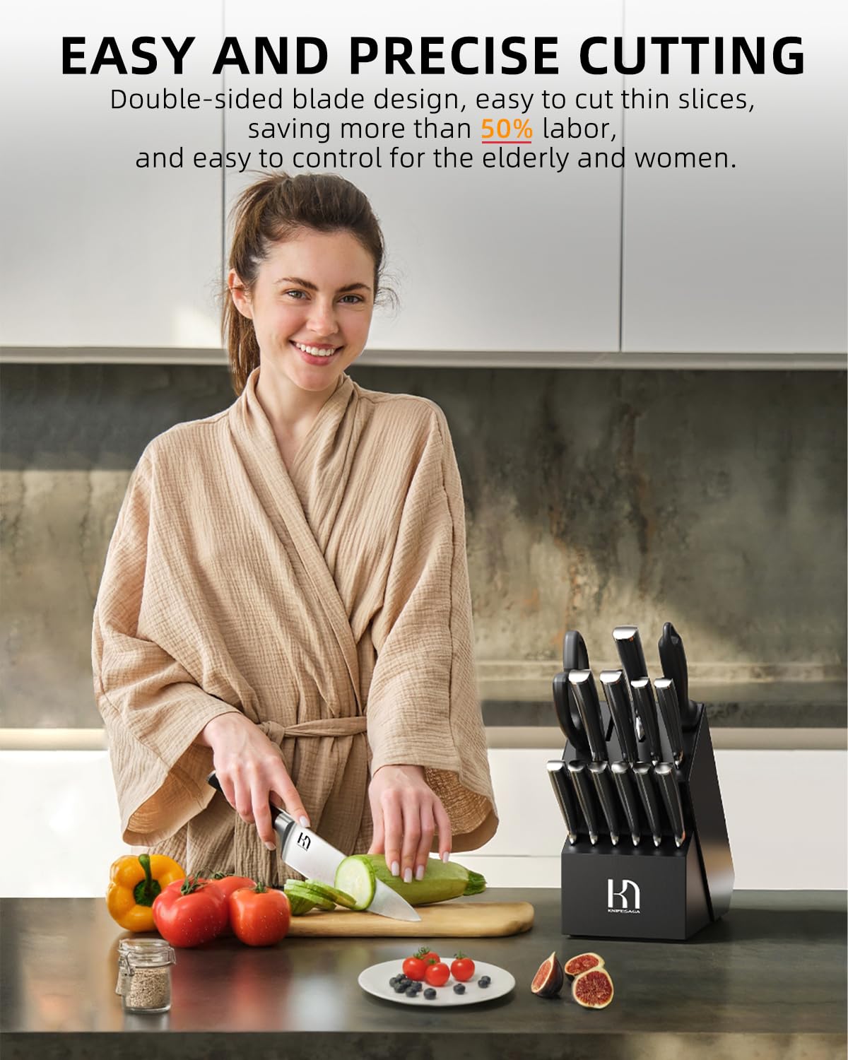 KnifeSaga 2026 bread knife with serrated edge for crusty loaves