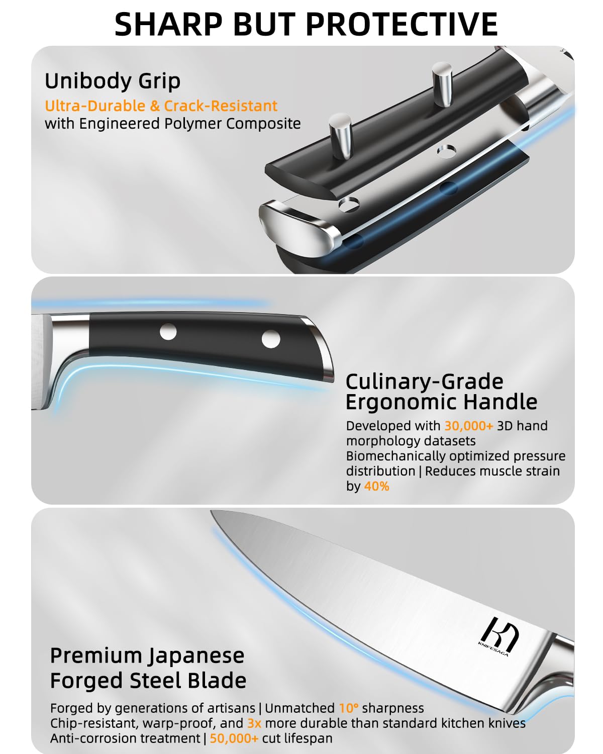 KnifeSaga 2026 slicing knife delivering clean, even slices