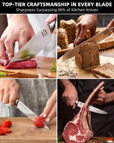 KnifeSaga 6-inch boning knife blade enables precise trimming.