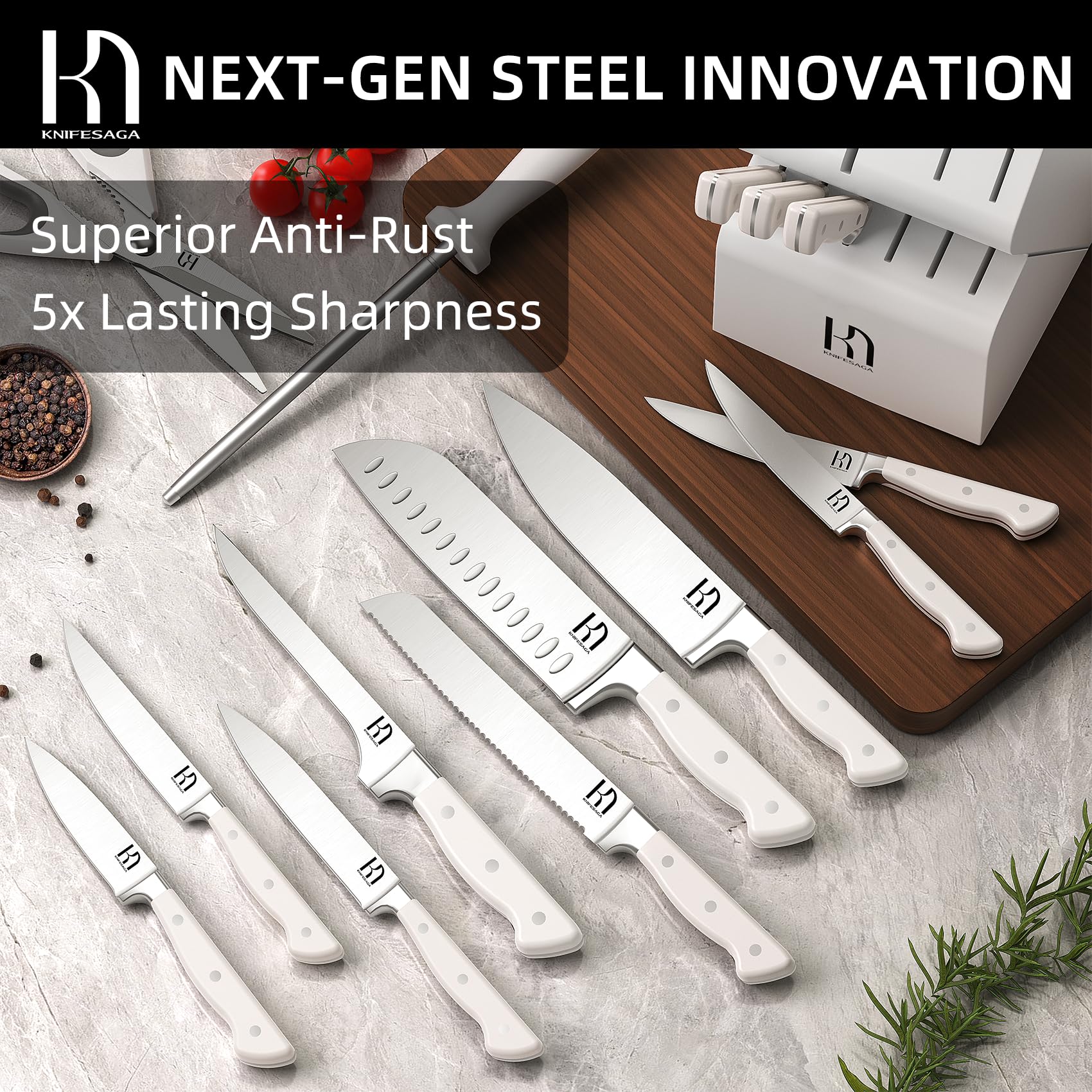 KnifeSaga 7-inch santoku knife for versatile chopping tasks.