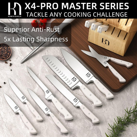KnifeSaga 7 inch santoku knife versatile for chopping and mincing.