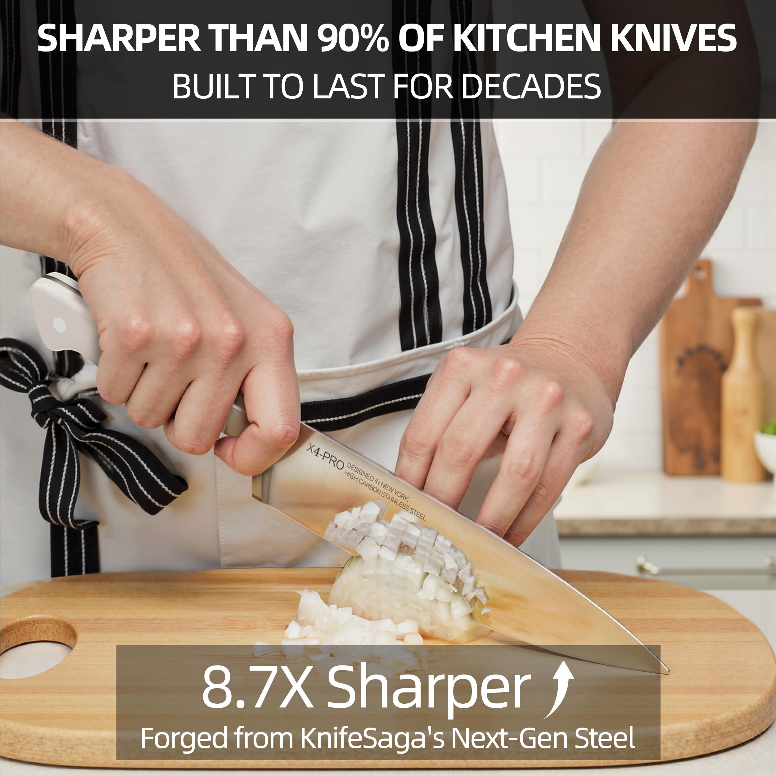 KnifeSaga 8-inch bread knife for clean crust-cutting.