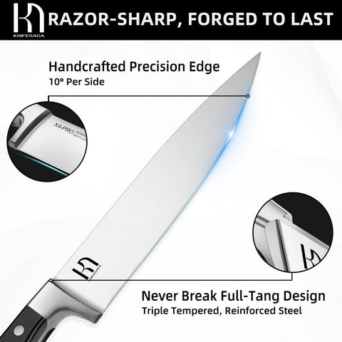 KnifeSaga chef knife in action enables precise slicing for meals.