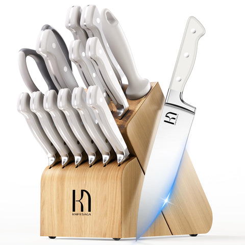 KnifeSaga knife set block displayed for organized prep and easy access.