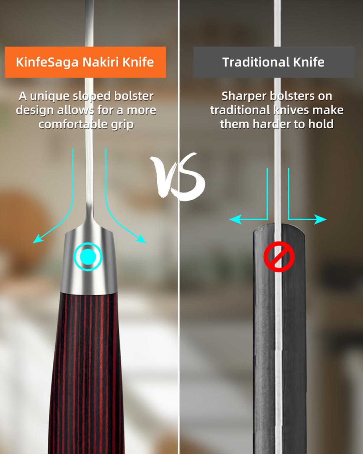 KnifeSaga Nakiri ideal for chopping vegetables and herbs