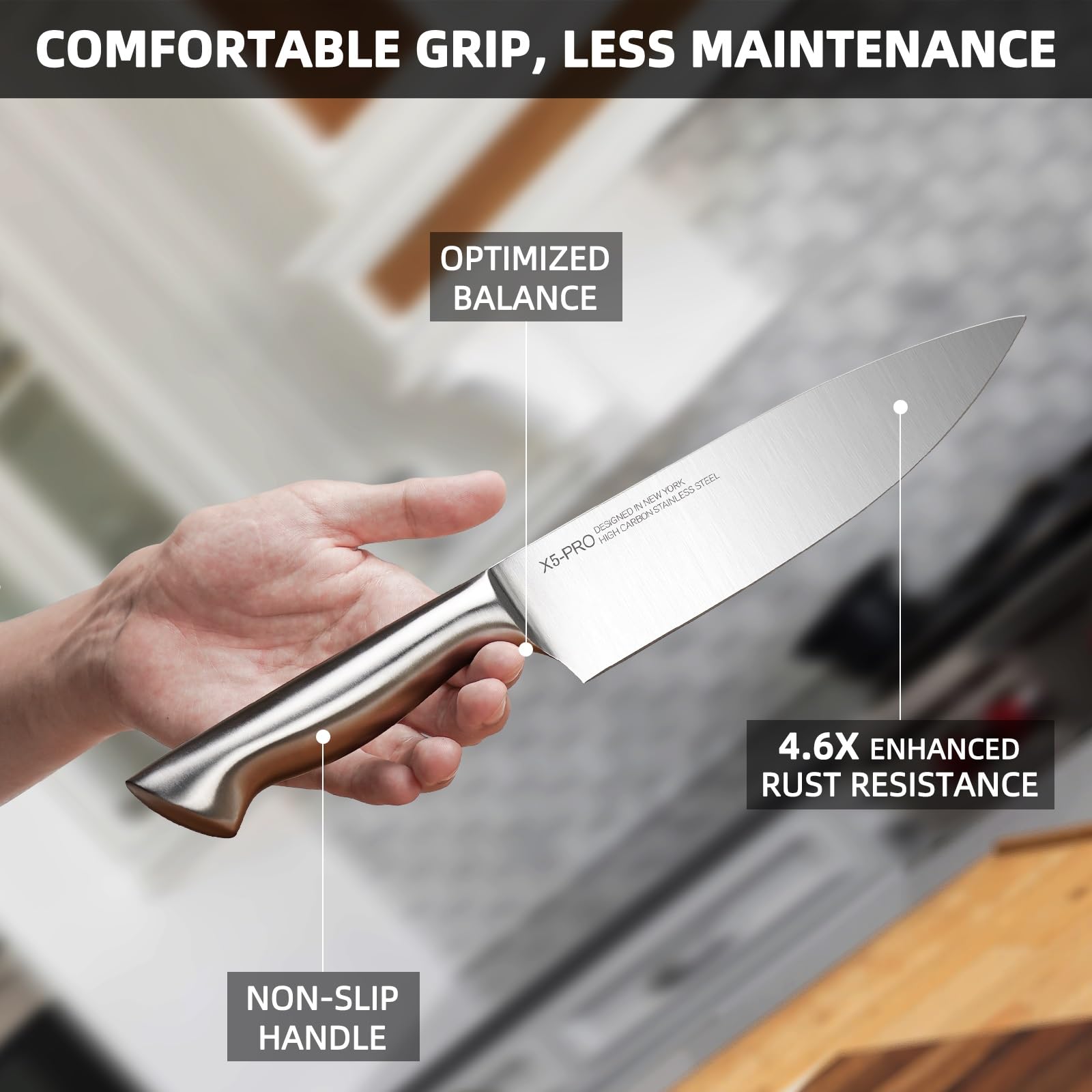 KnifeSaga Phantom Iris X5 7-inch santoku knife for versatile prep