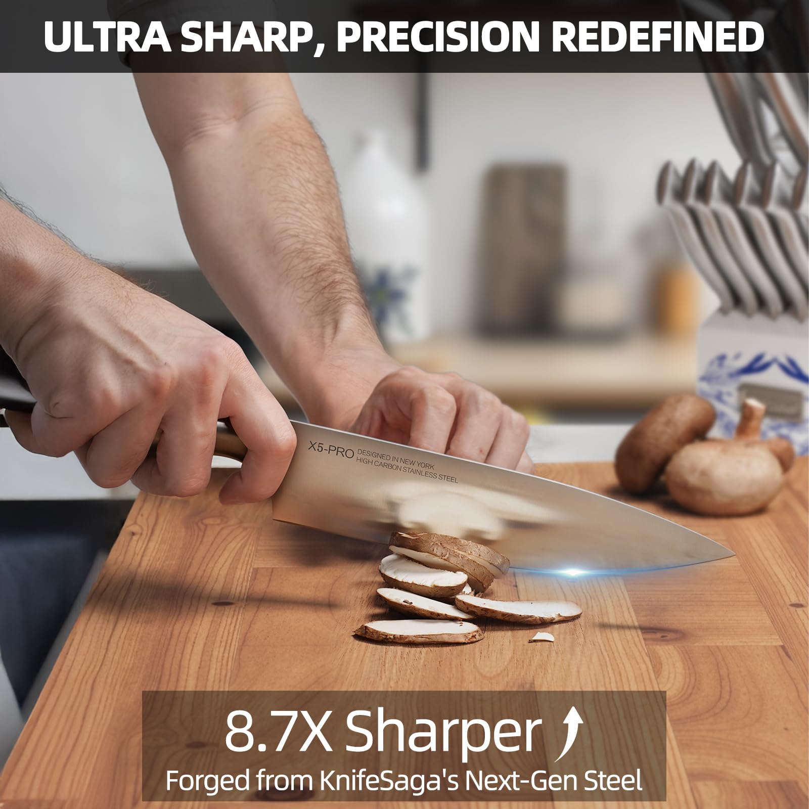 KnifeSaga Phantom Iris X5 8-inch bread knife for clean crust cuts