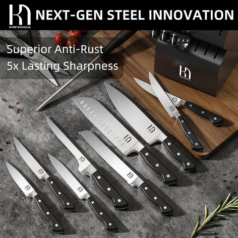 KnifeSaga 7-inch santoku knife for versatile slicing and dicing.