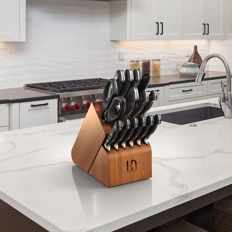 KnifeSaga sharpening steel and block keeps blades sharp over time.