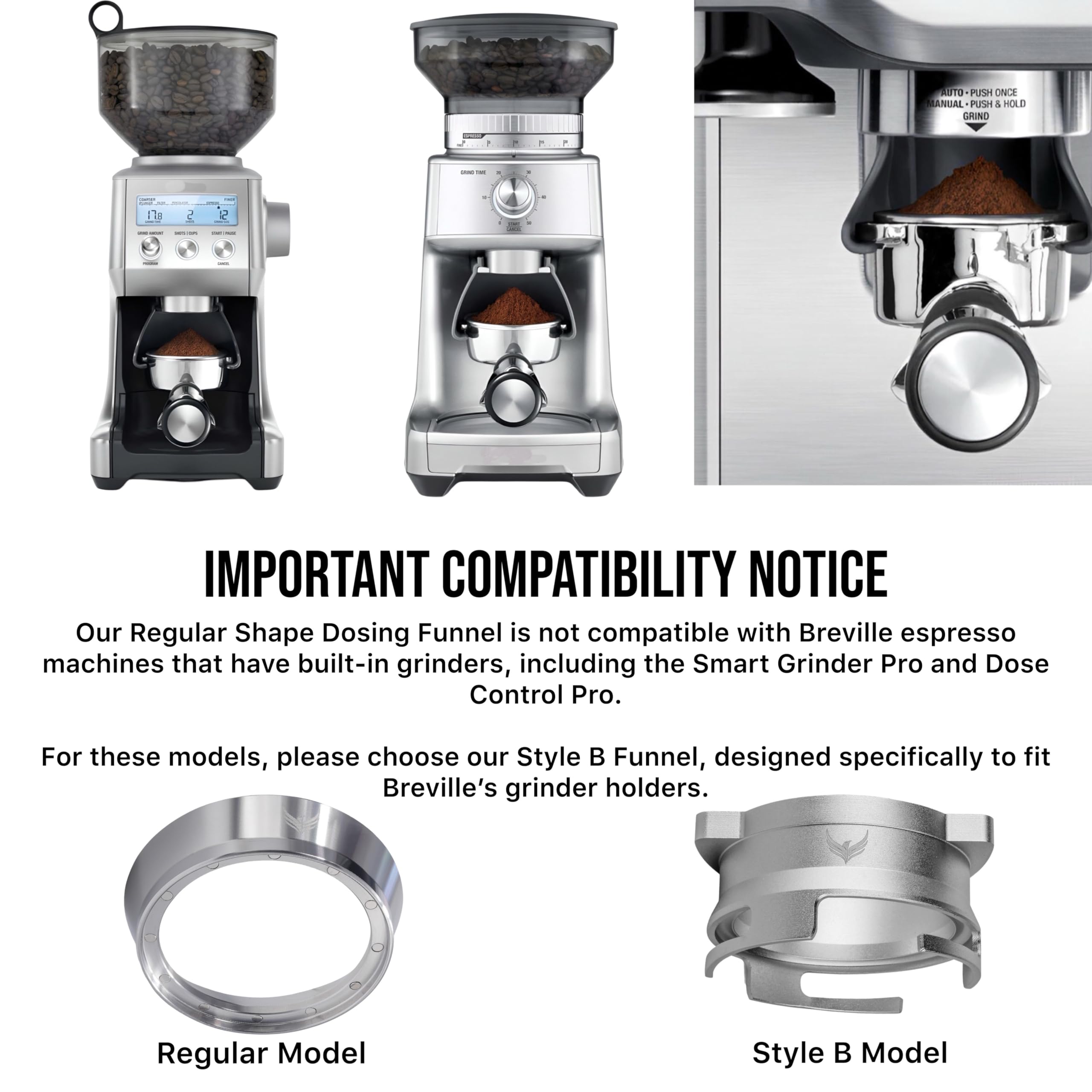 KNODOS magnetic 54mm funnel compatible with Breville portafilters and accessories.