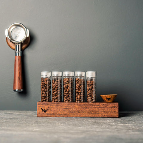 KNODOS preloaded dosing setup speeds up espresso preparation.