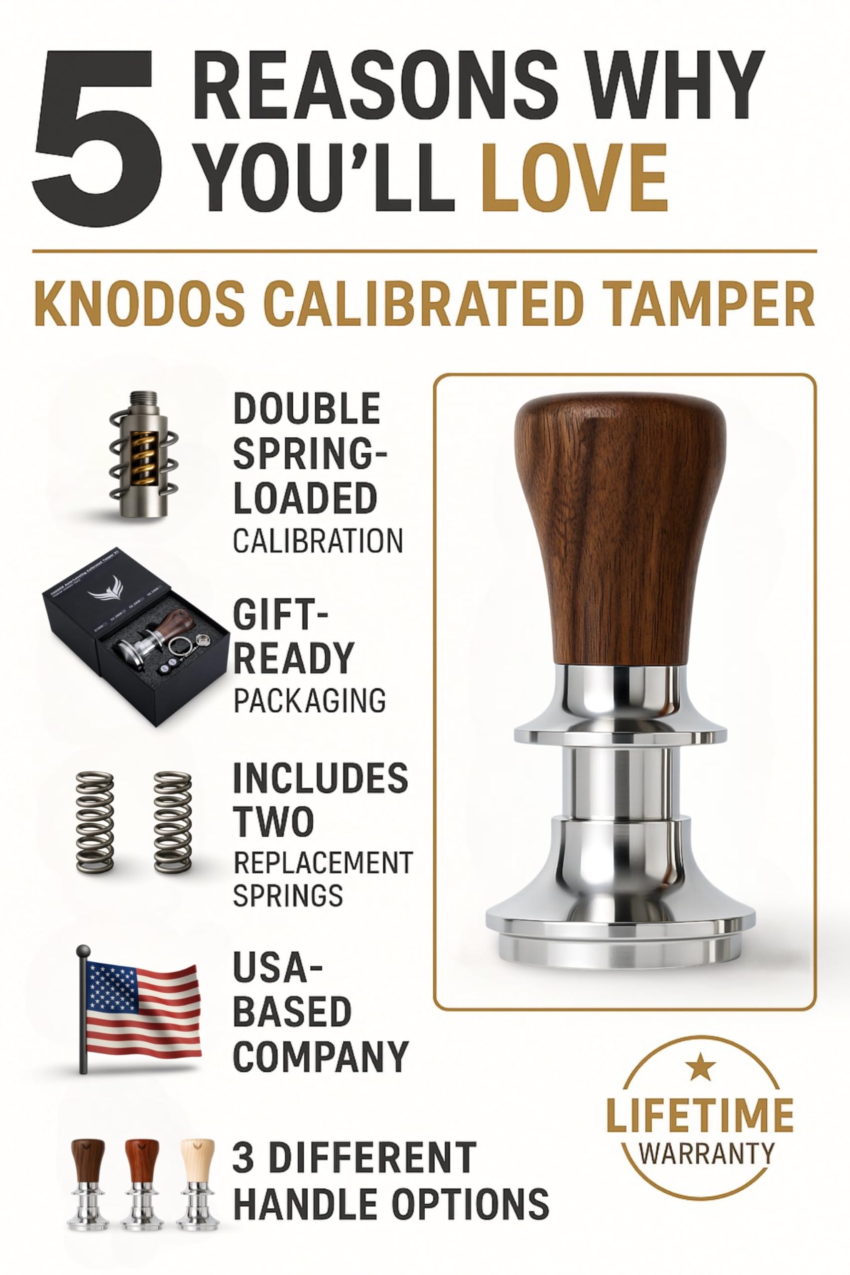 KNODOS tamper calibrated to 30 pounds for optimal extraction potential.