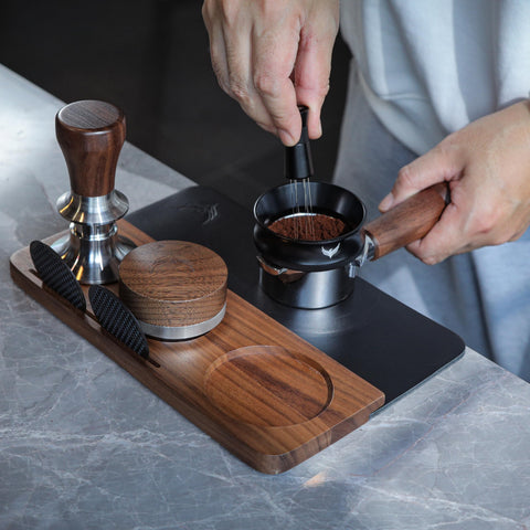 KNODOS espresso tools organizer for Breville accessories keeps funnel and puck screens tidy.