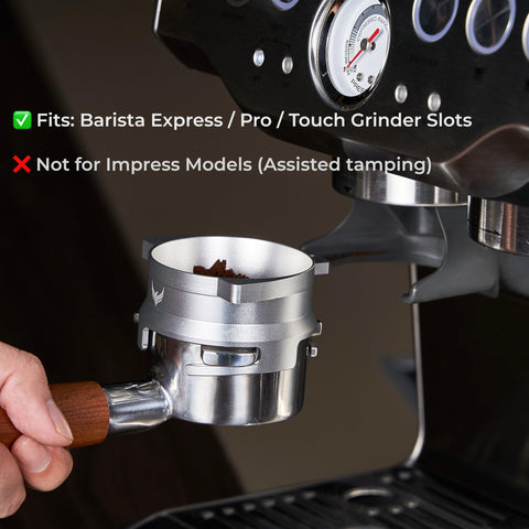 KNODOS front-tap grinder activation enhances auto-dose consistency during brewing.