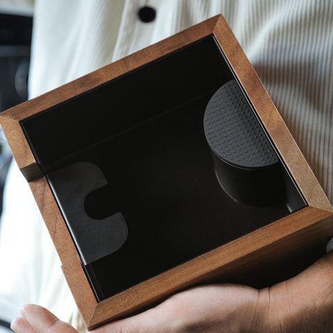 KNODOS home barista station with a premium American walnut finish.
