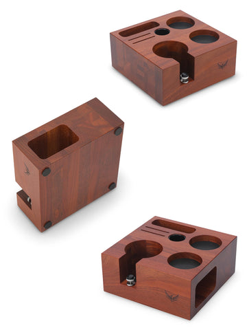 KNODOS premium rosewood espresso setup elevates daily routine with organized simplicity.
