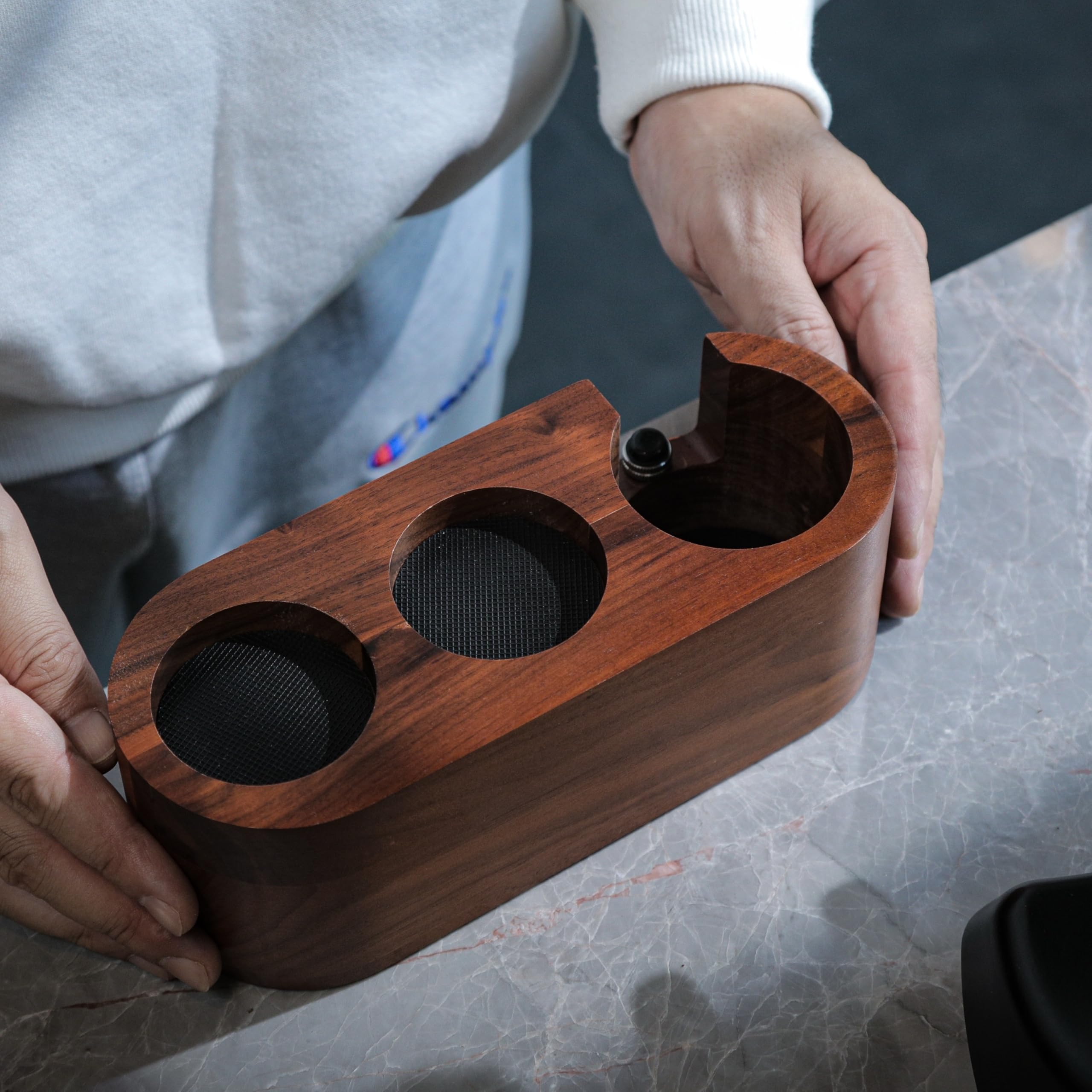 KNODOS rosewood espresso accessories add elegant design to your coffee setup.