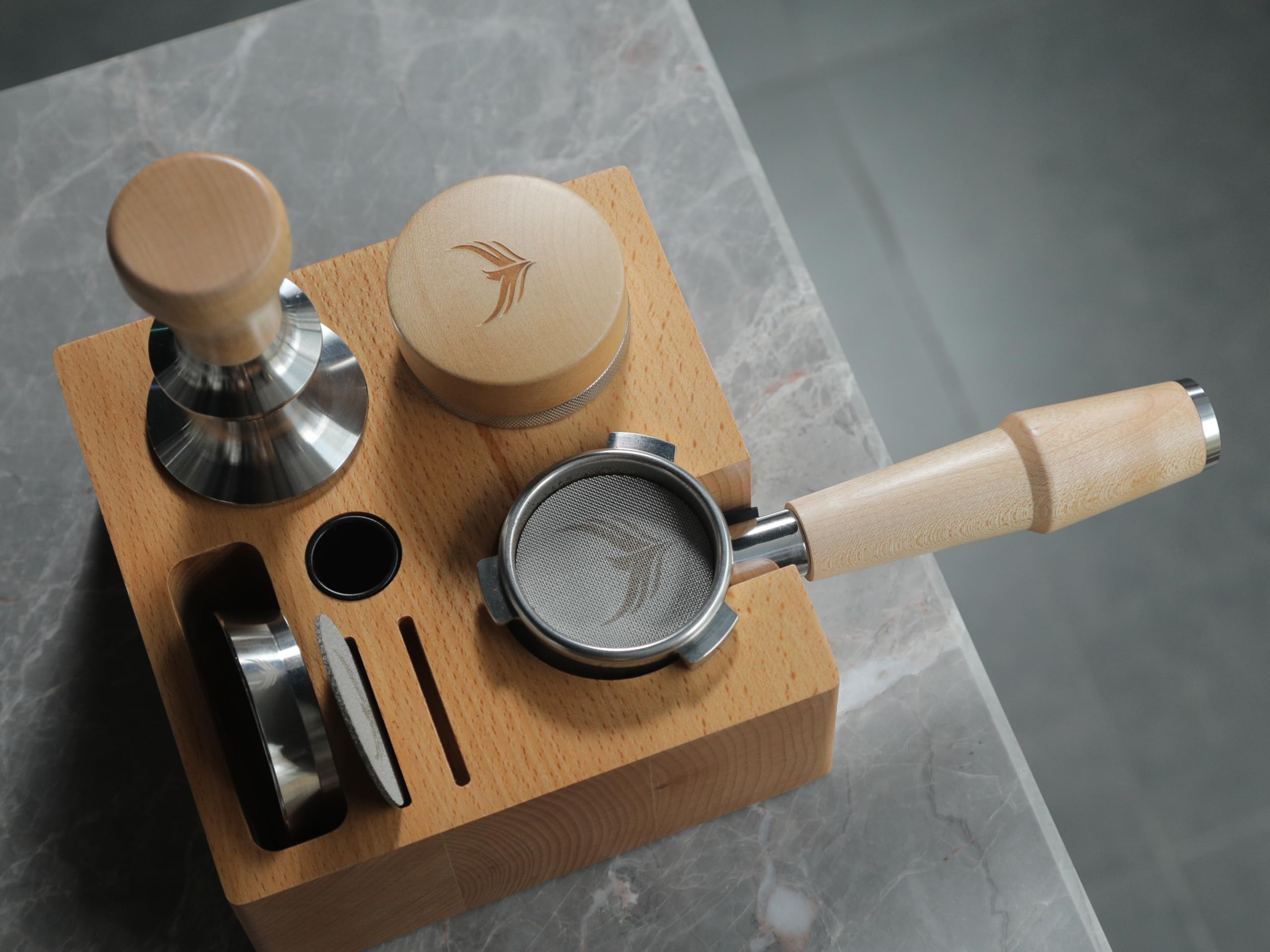 KNODOS tamping station Breville-compatible design fits 54mm portafilter setups with ease