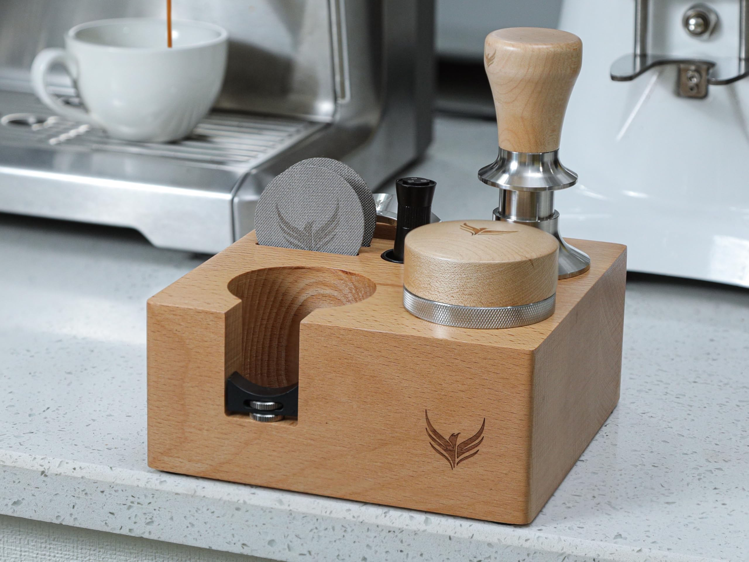 KNODOS tamping station daily espresso workspace supports organized tool access during brewing