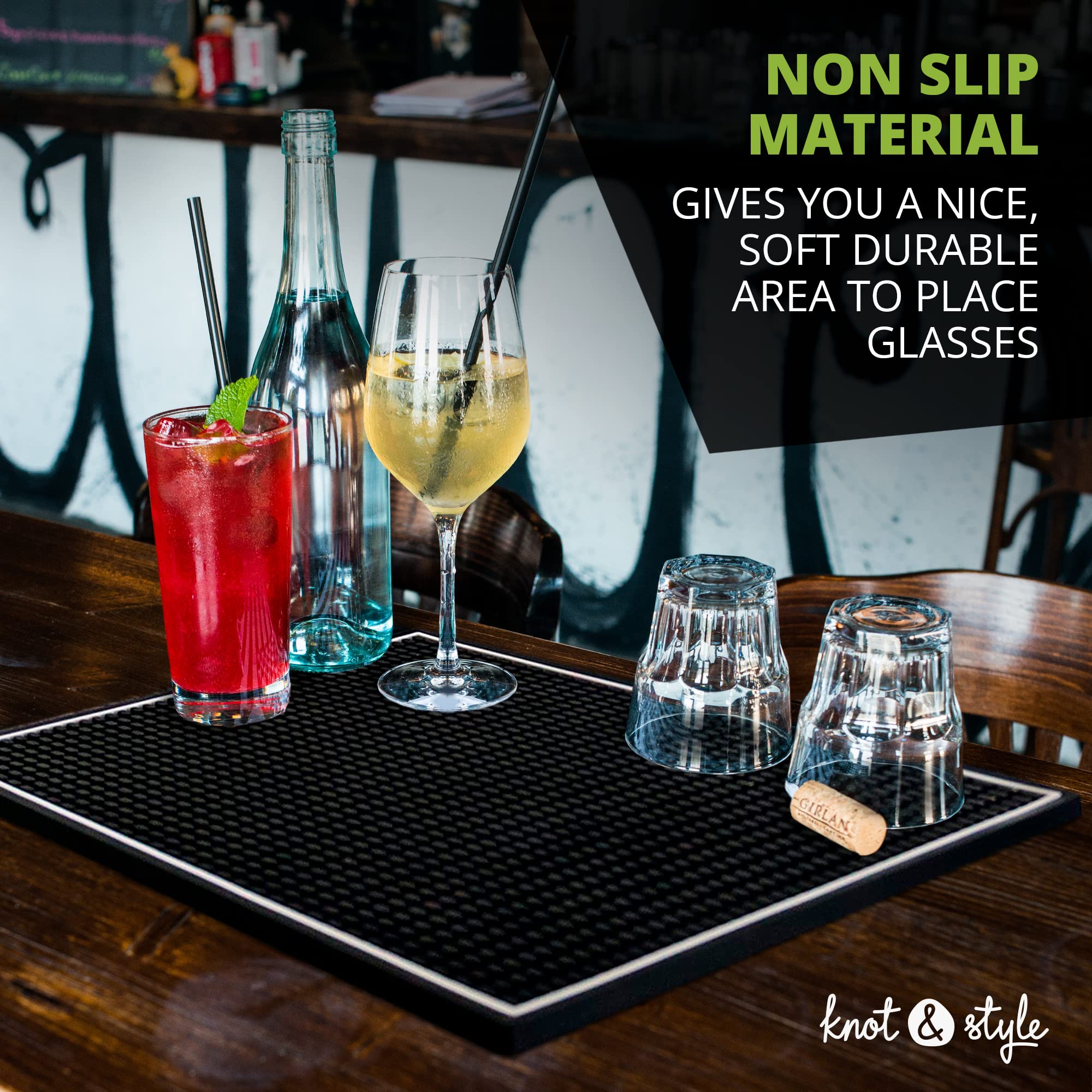 Knot and Style bar mat enhances decor while protecting countertops