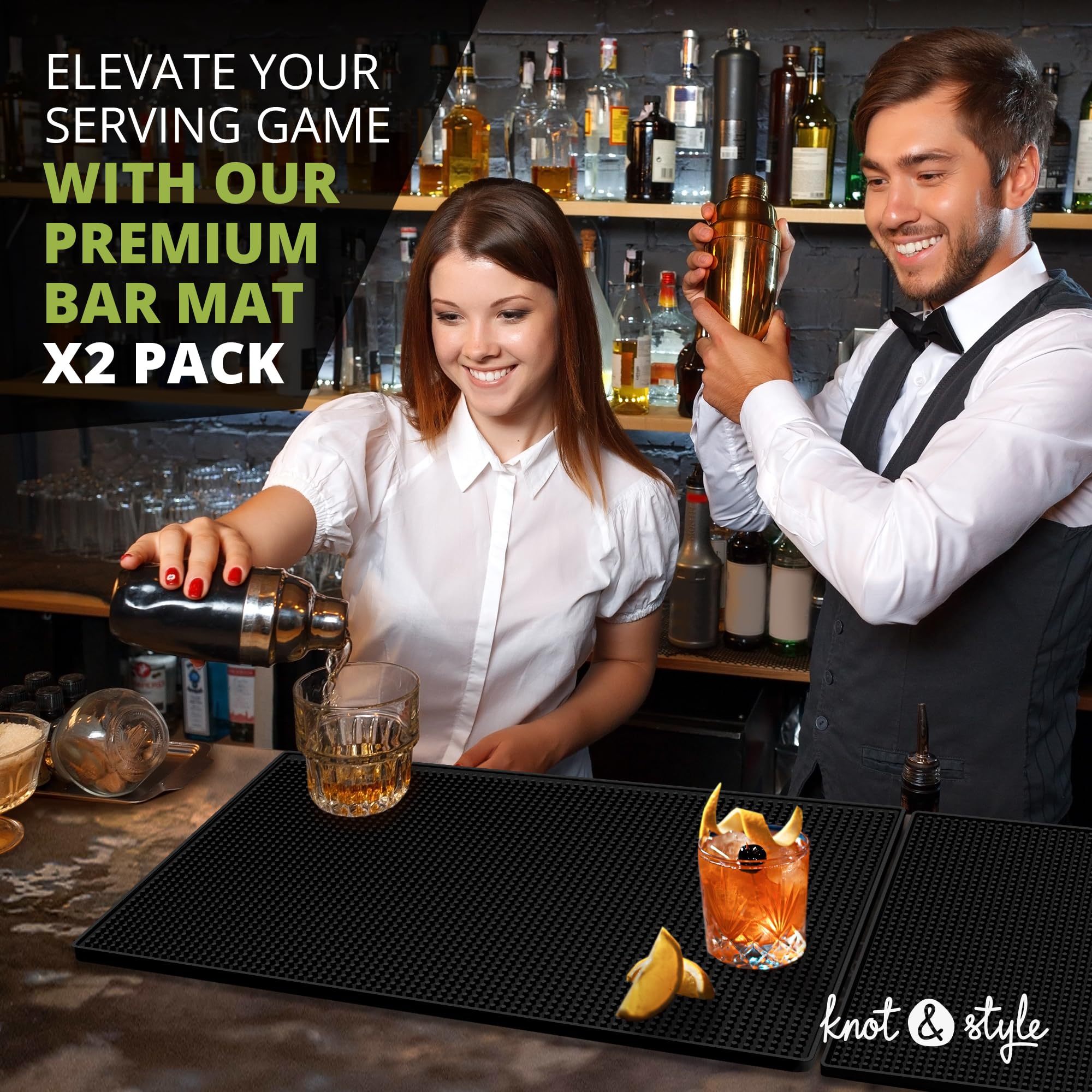 Knot and Style Bar Mat Set spill-control for tidy workstations.