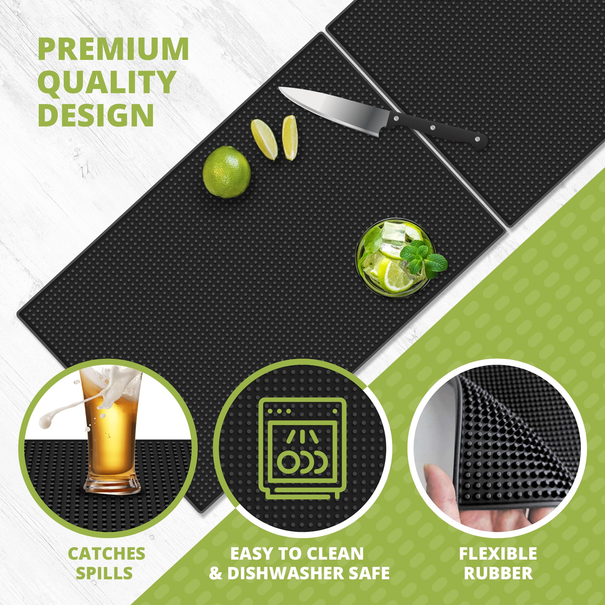 Knot and Style Bar Mat Set dishwasher-safe for easy cleaning after service.