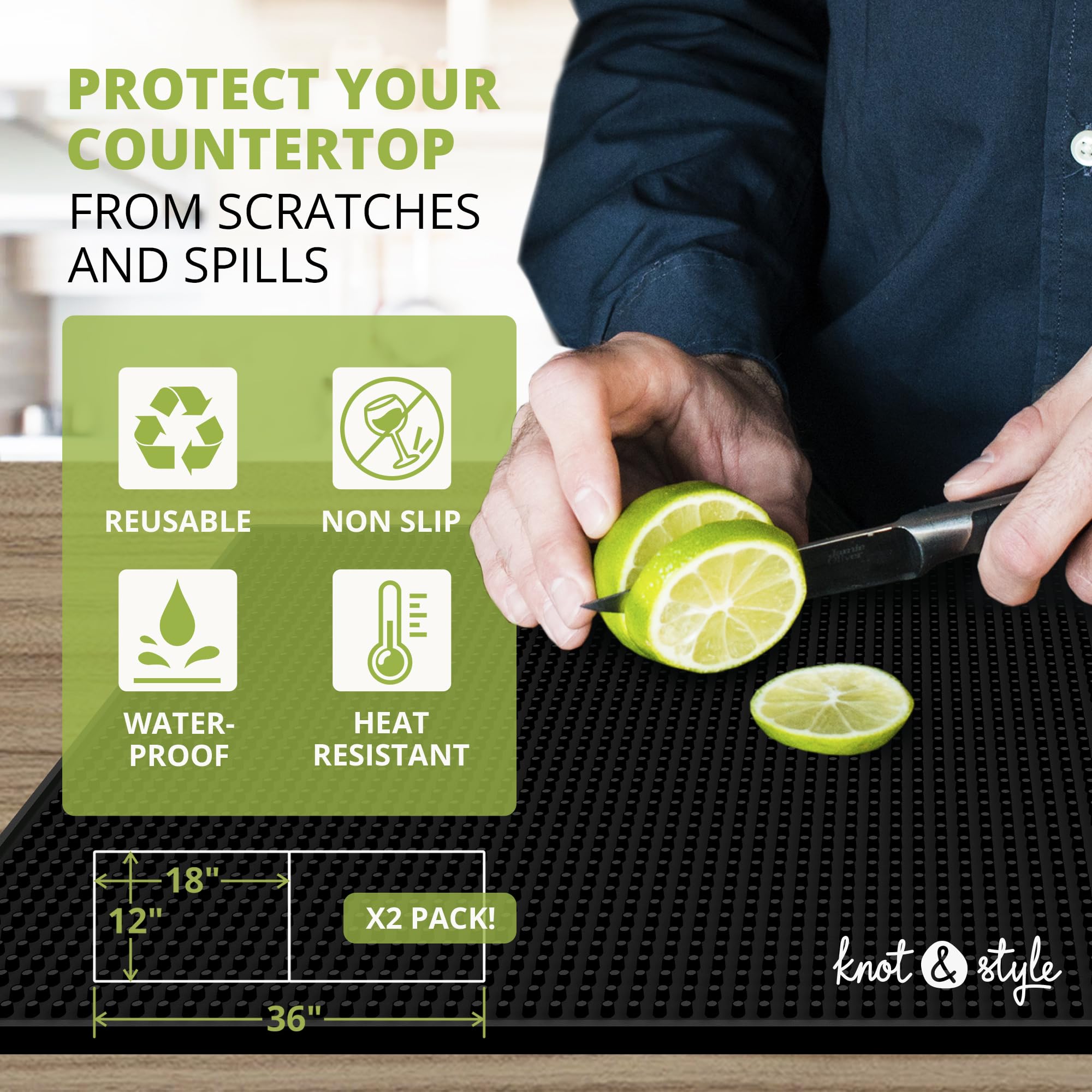 Knot and Style Bar Mat Set durable rubber for long-lasting use.