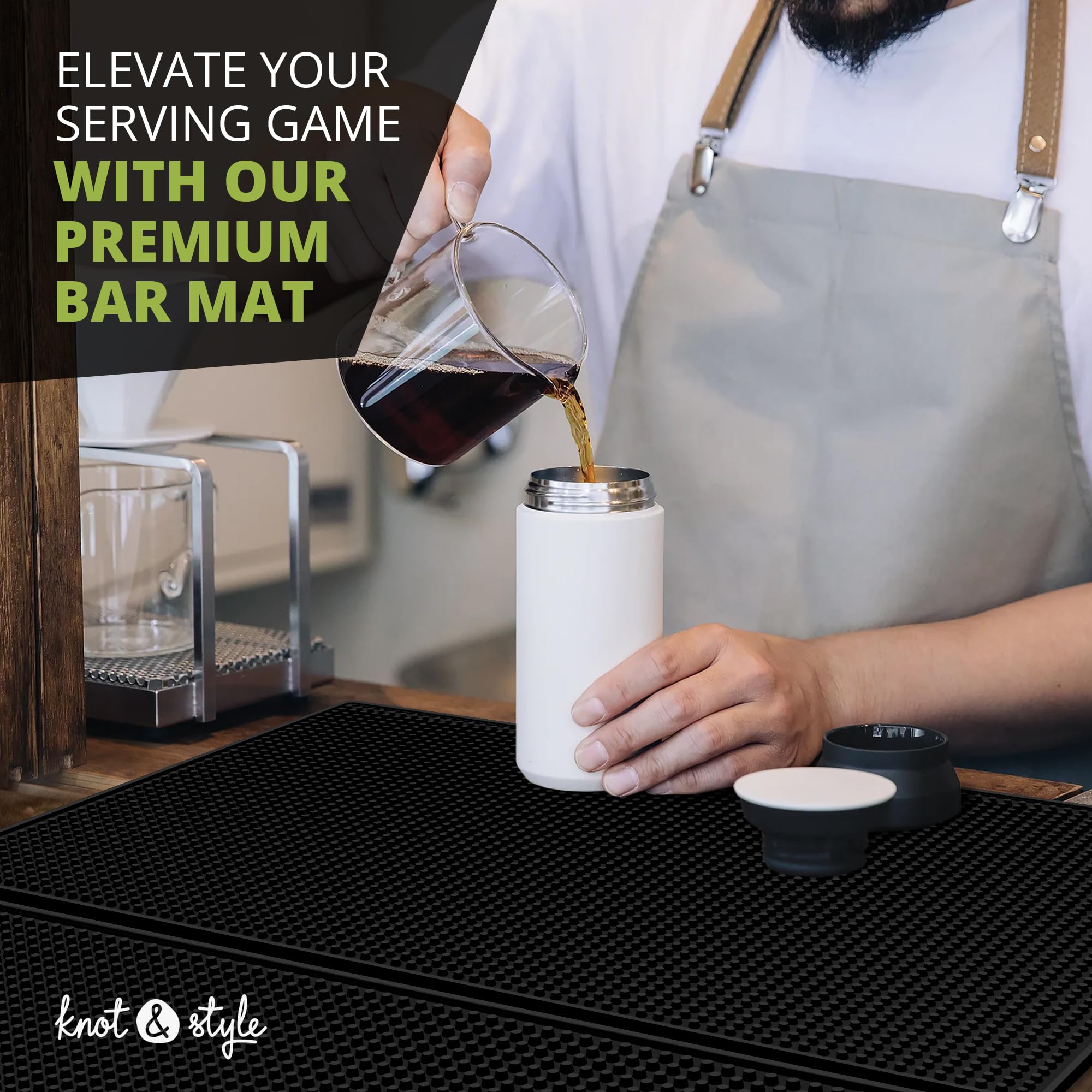 Knot and Style Bar Mat Set ideal for bartending at home and cafes.