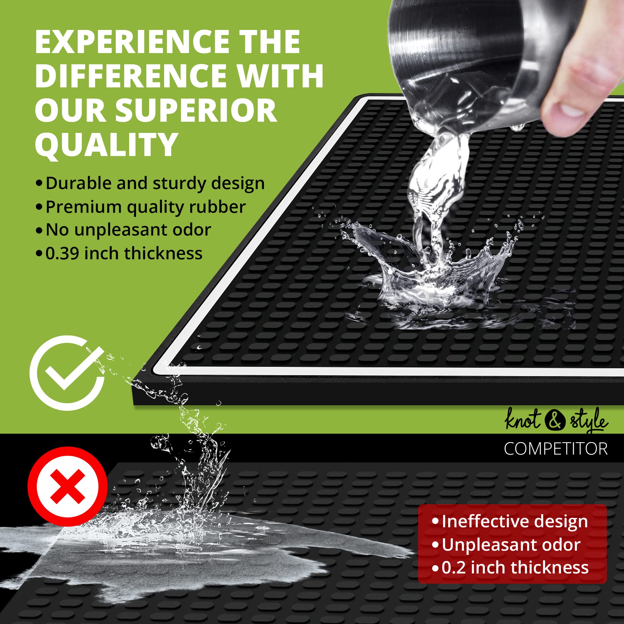 Knot and Style bar mat resists spills to help keep surfaces clean