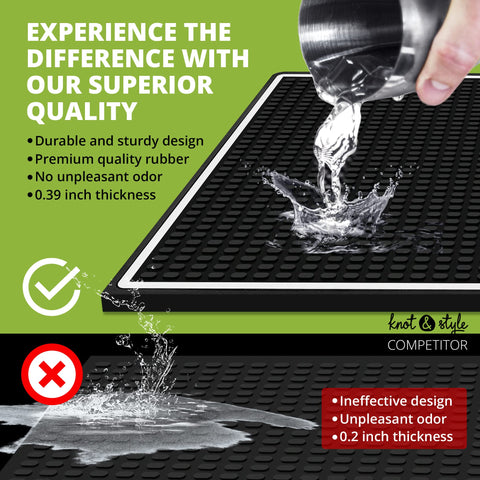Knot and Style bar mat resists spills to help keep surfaces clean