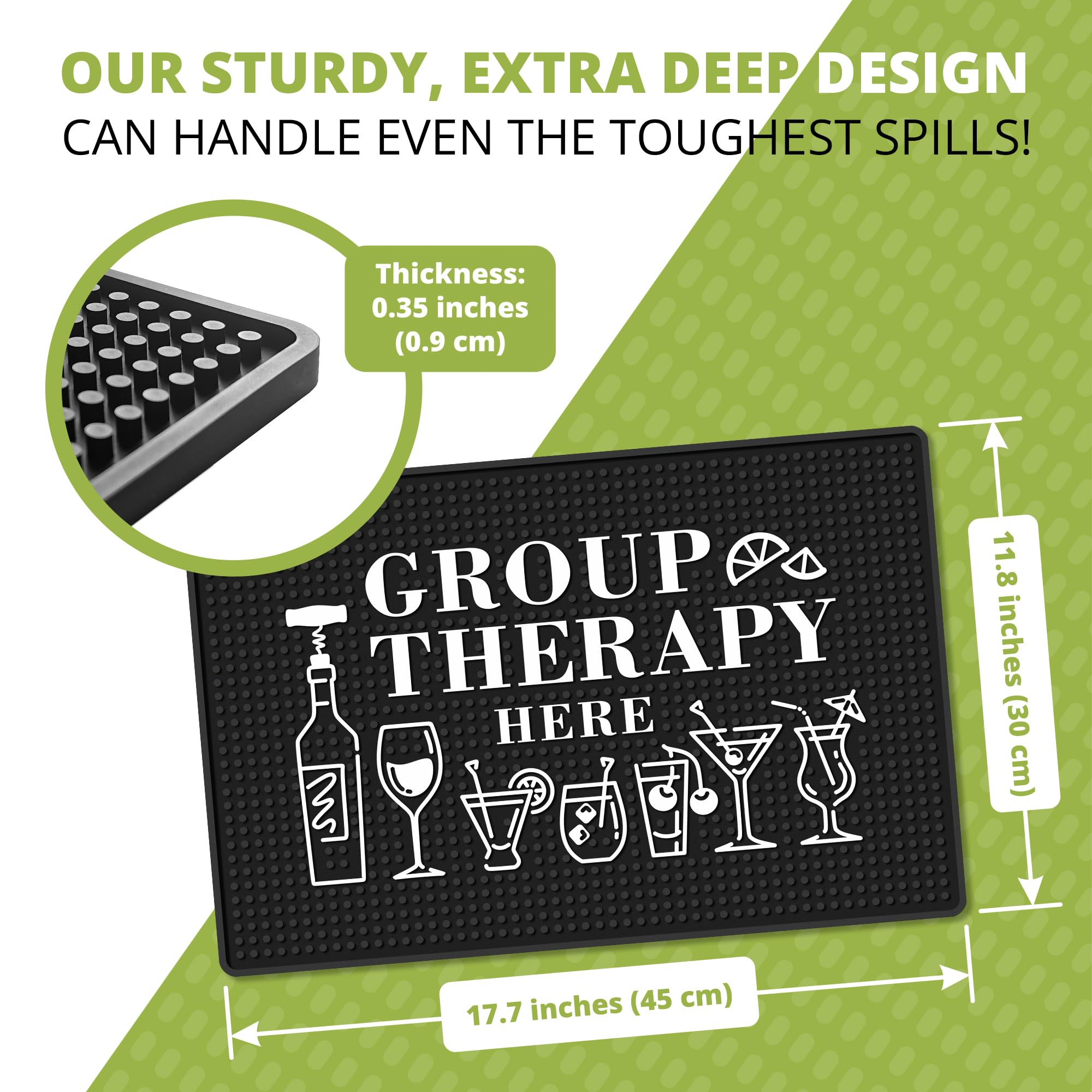 Knot and Style Group Therapy Bar Mat countertop protection prevents scratches.