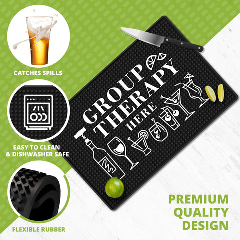 Knot and Style Group Therapy Bar Mat durable rubber endures daily bar use.