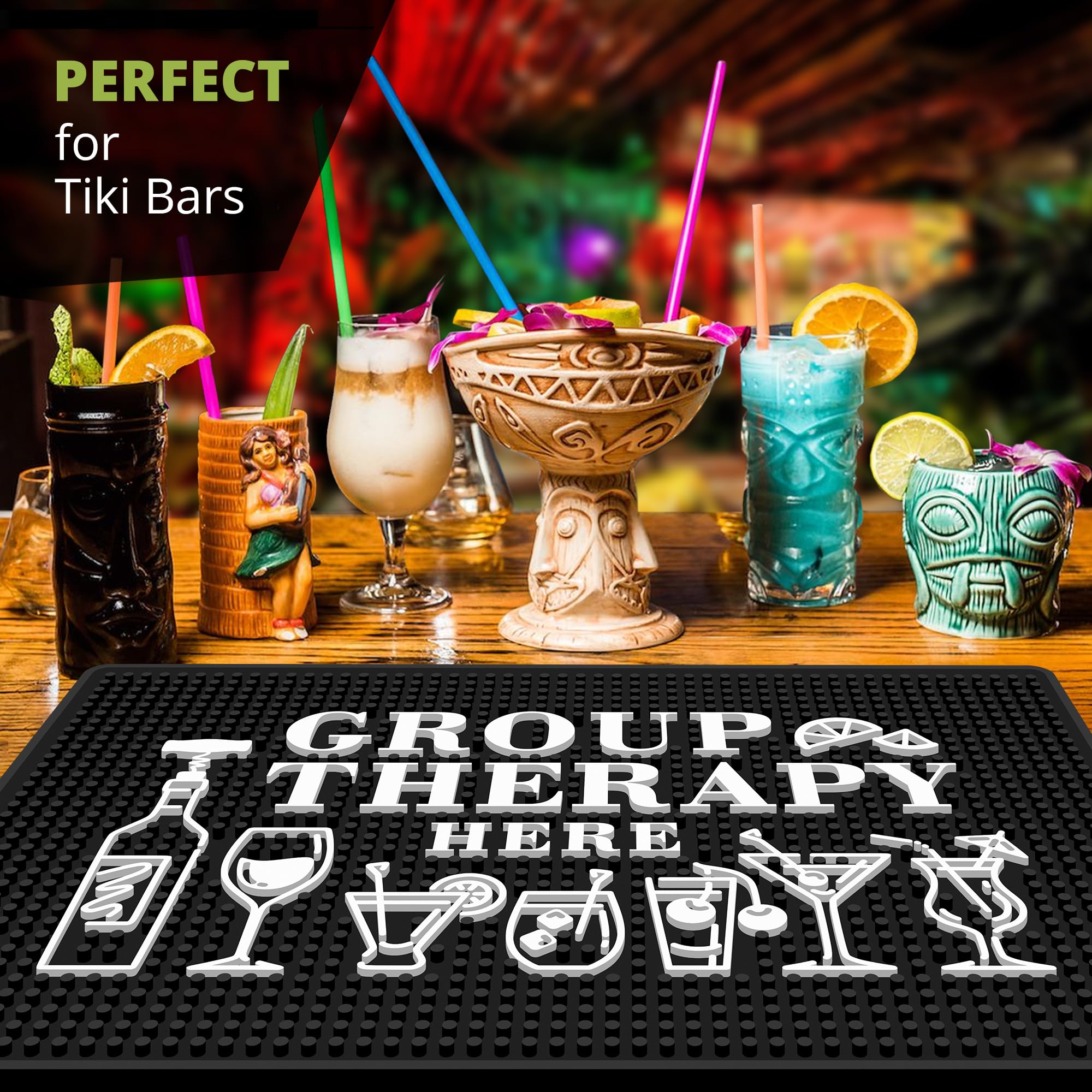 Knot and Style Group Therapy Bar Mat easy-clean surface speeds cleanup.
