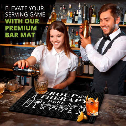 Knot and Style Group Therapy Bar Mat non-slip base keeps glassware steady.