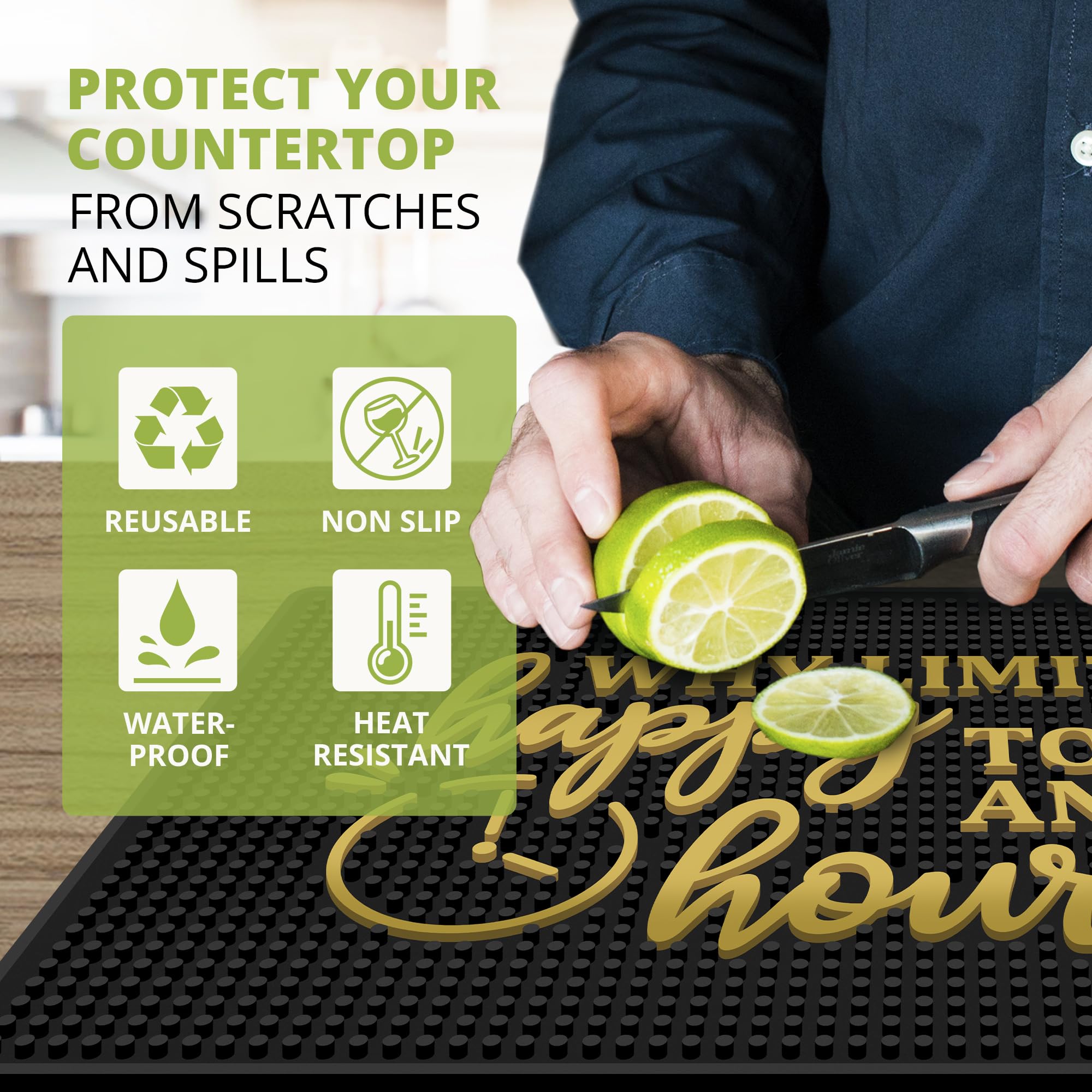 Knot and Style spill-proof bar mat: contained spills for easy cleanup