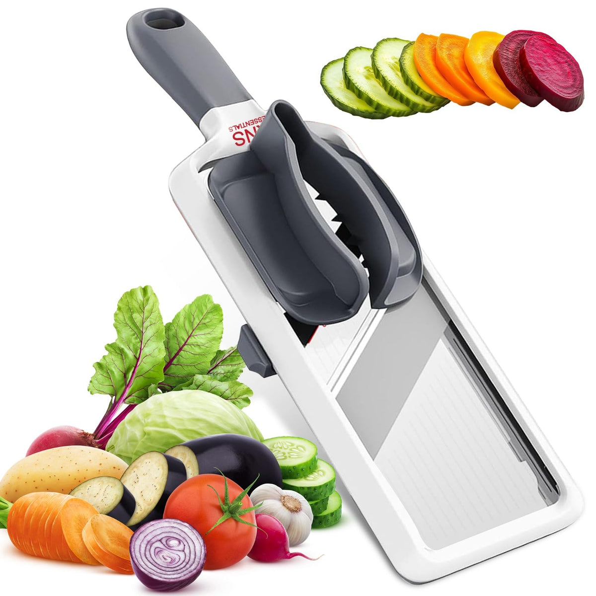 KNS Essentials mandoline slicer with adjustable blades for precise uniform slices