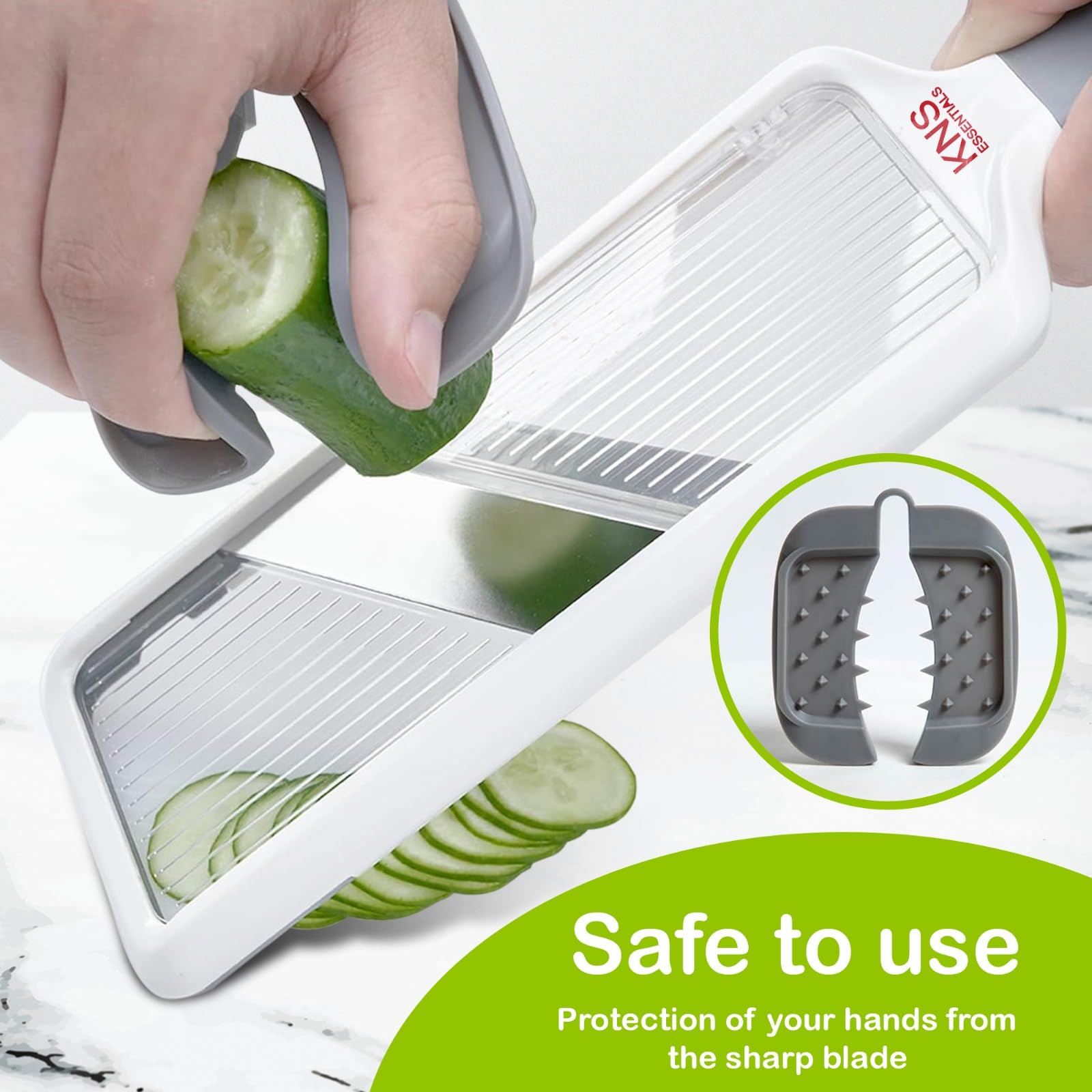 KNS Essentials mandoline slicer with a non-slip base for stability