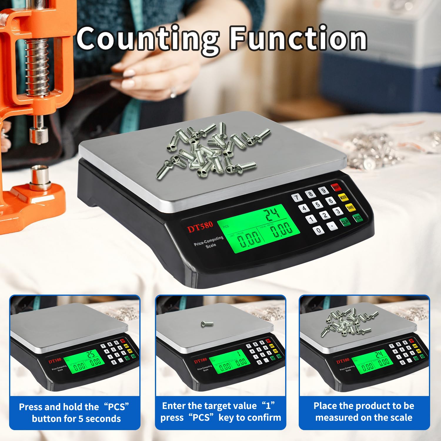 KNSWE commercial kitchen scale in use at a deli counter.