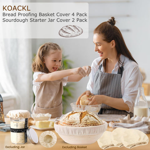 Koackl banneton liner with elastic edge stays secure during proofing.